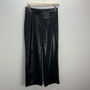 7 For All Mankind Black Faux Leather Wide Leg Pants  Trouser Vegan Small Revolve